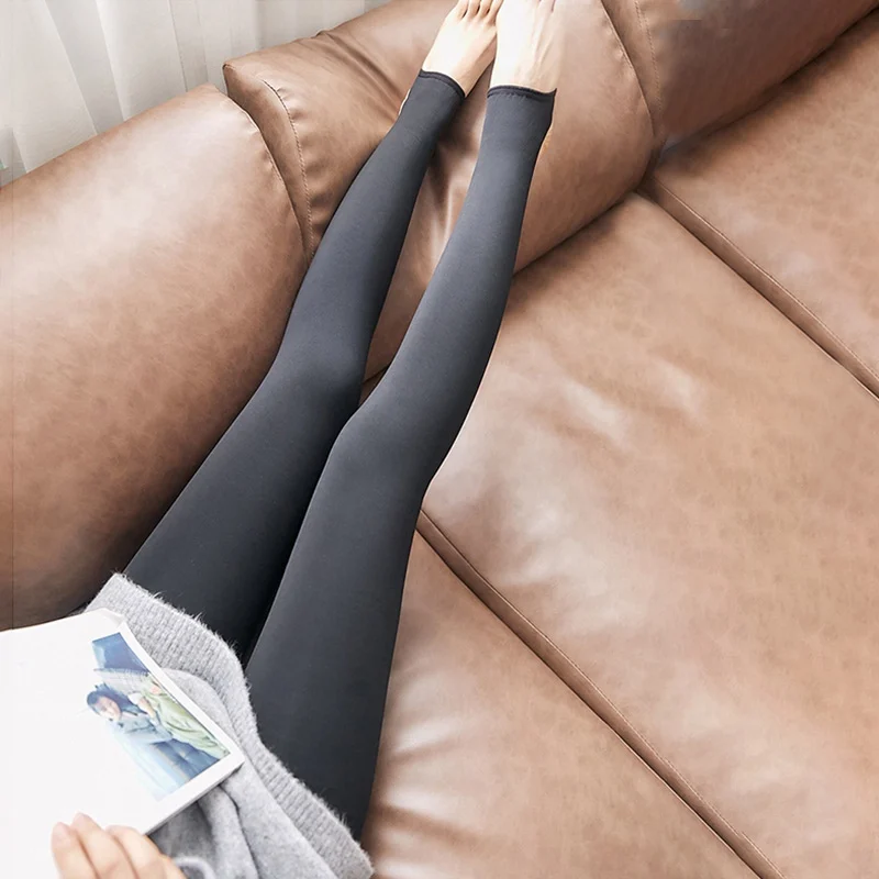 

Thick Plush Nylon Leggings Women Winter Warm High-waist Foot Step On Tights Leggings Sexy Seamless Superelastic Dropship New