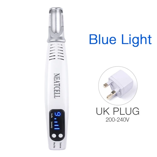 blue light uk plug Прямая поставка Neatcell Picosecond лазерная ручка синий красный свет терапия веснушки пигмент удаление татуировки метка на коже бородавка родинка ручка для удаления акне - Цвет: blue light uk plug