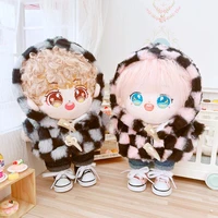 20cm doll clothes skzoo plush dolls plaid clothes horn buttons doll accessories generation kpop idol doll kids birthday gift
