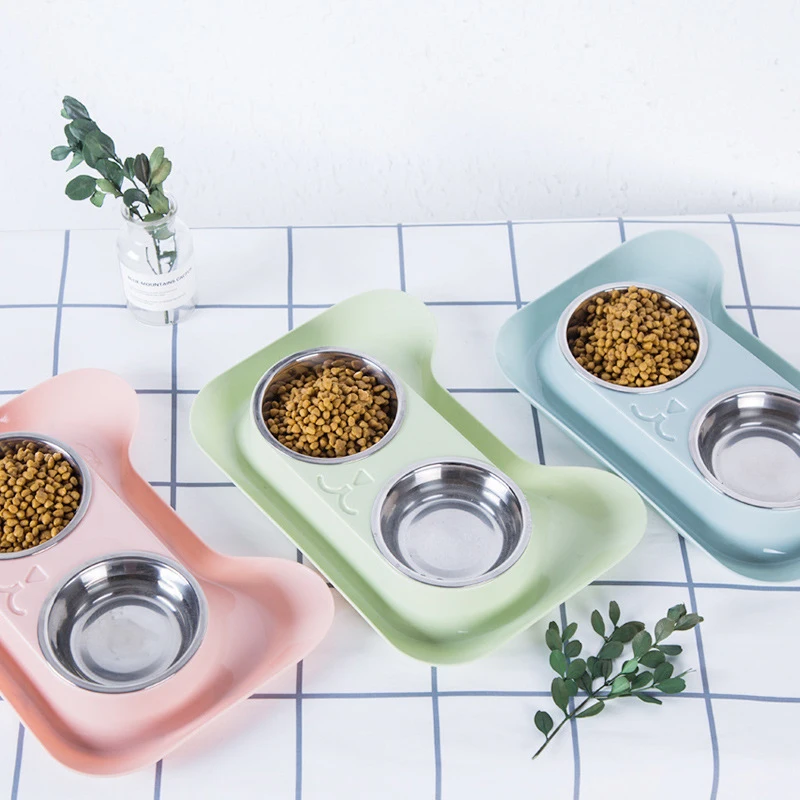 Милая миска для кошек нескользящая двойного назначения питомцев корма собак
