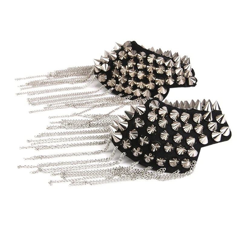 1 пара панк юбка серебряное ожерелье с заклепками и кисточками значок на