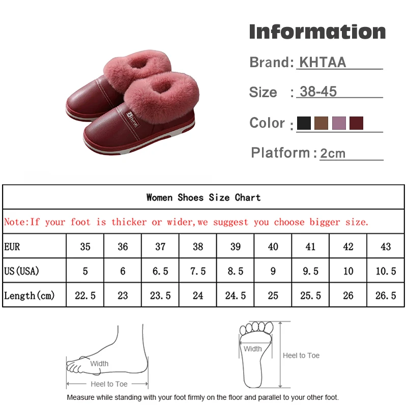 

Women Winter Plush Couple Slippers Indoor Bedroom Warm Shoes Ladies PU Leather Waterproof Lovers Shoe Female Casual New Hot