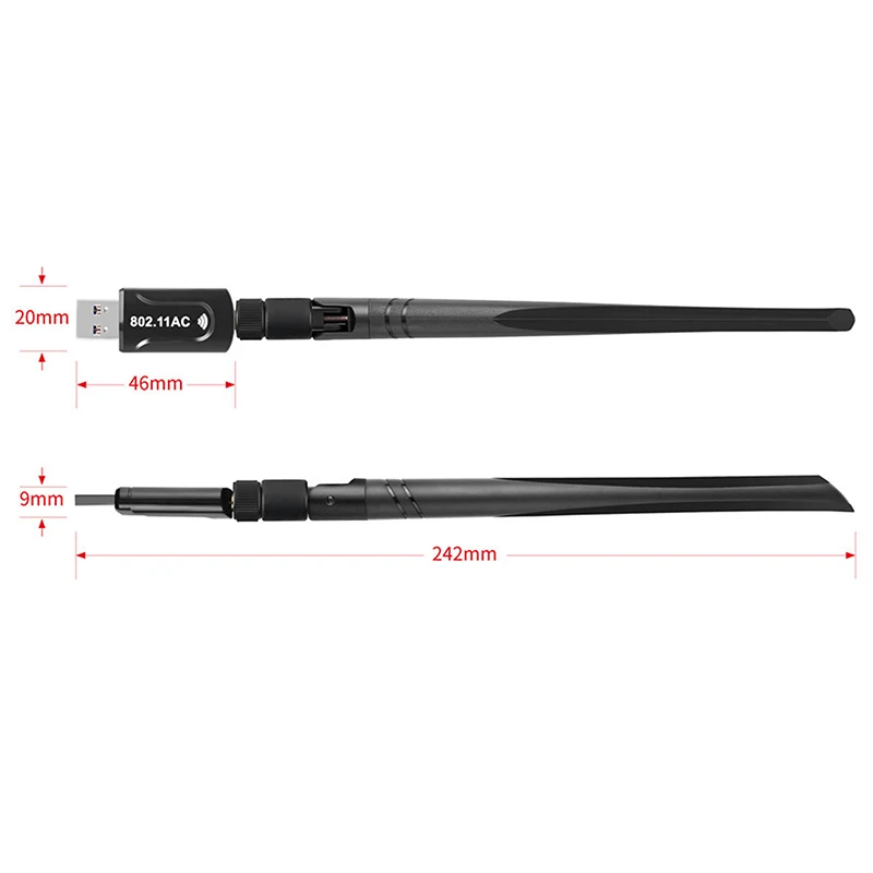 

1200Mbps Wireless USB Wifi Adapter Dongle Dual Band 2.4G/5G Antenna 802.11AC