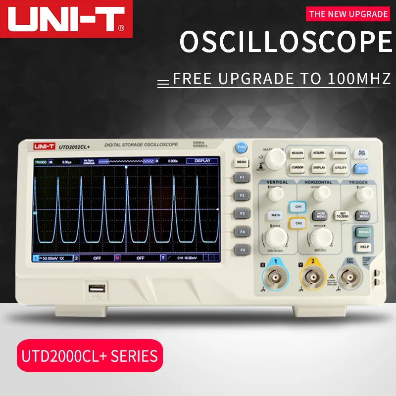 UNI-T UTD2052CL +/UTD2102CL + Цифровые осциллографы 2 аналоговых канала 7 дюймов LCD 50 МГц и 100