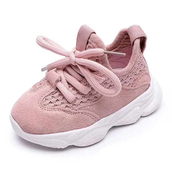 pink(white sole) Новая Осенняя детская обувь унисекс, кроссовки для маленьких мальчиков и девочек, Дышащие Модные Повседневные детские кроссовки с сеткой, размер 21-30 - Цвет: pink(white sole)