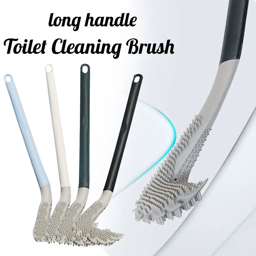 

Tool Corner Cleaning Brush Silicone Toilet Brushes Bendable Brush Head Wall-Mounted Long Handle Toilet Cleaning Brush