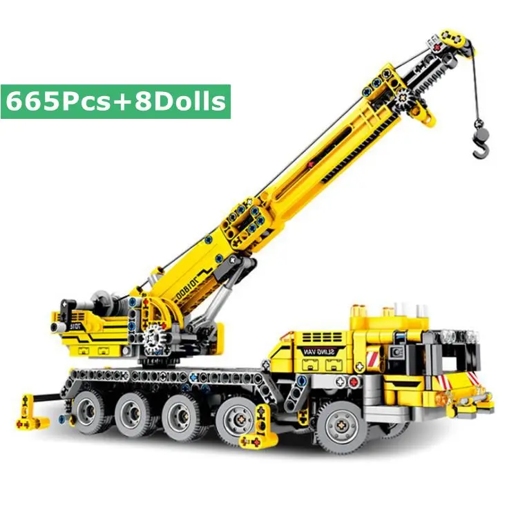 

City Technic Series Mobile Crane Engineering Blocks Set Mini Figures Truck Model Building Blocks Toys For Children Gifts