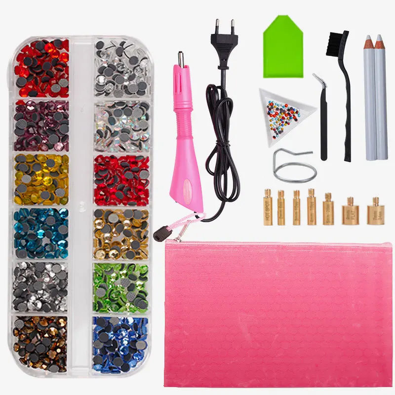 

US/EU Mix Colors Hot Fix Rhinestones Set /Crystal Glass Hotfix Applicators Mix Color Hot Fix Rhinestones Set Iron-on Wand Strass
