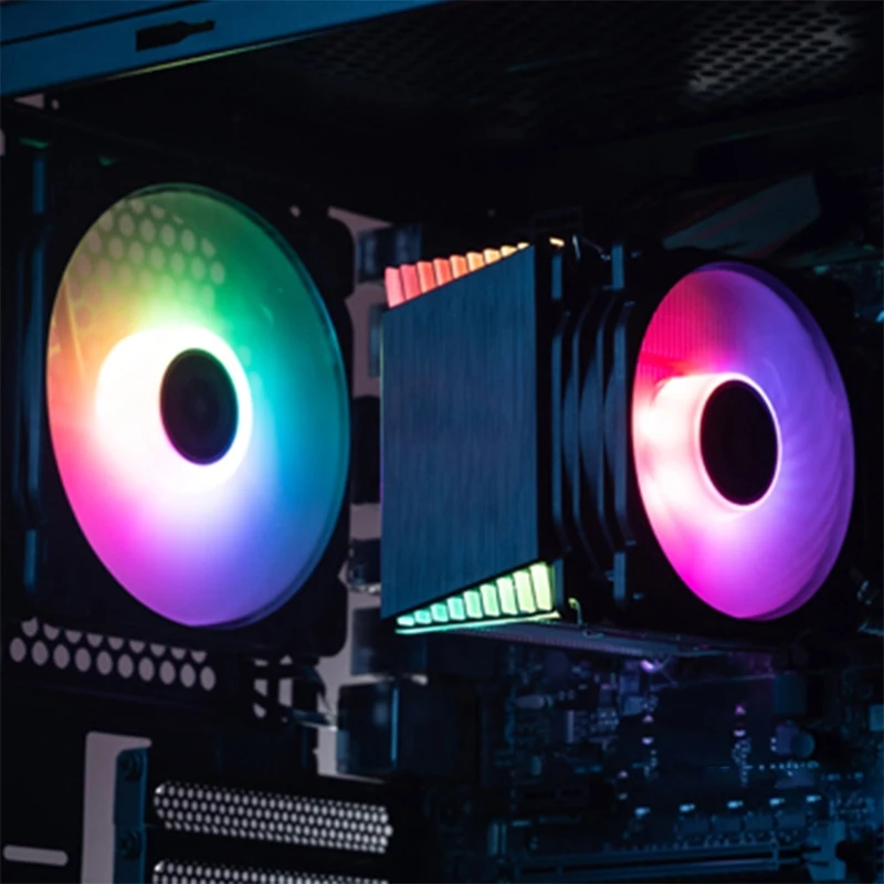 CR1400 PWM 4Pin 12V PC LED Fan Cooling RGB 4 Heat-pipes CPU Cooler 54DB | Компьютеры и офис
