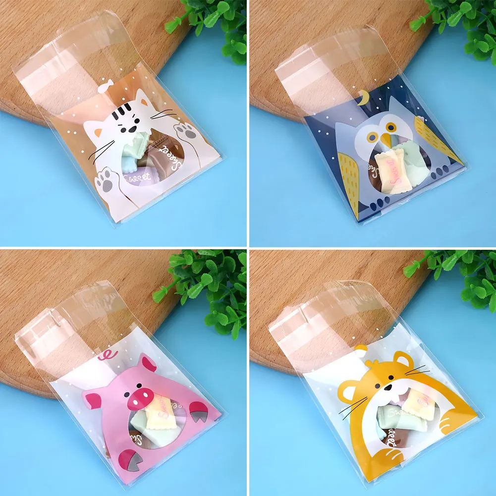 

100PCS Cute Animals Candy Cake Biscuits Cookies Bags Party/Birthday Baking