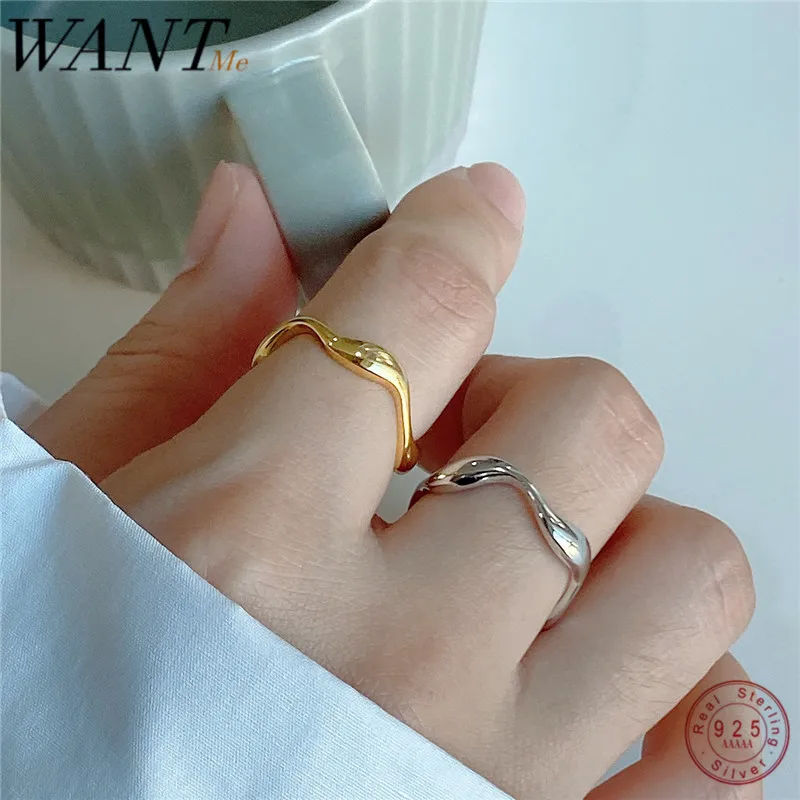 WANTME модное Открытое кольцо из настоящего серебра 100% пробы в минималистическом