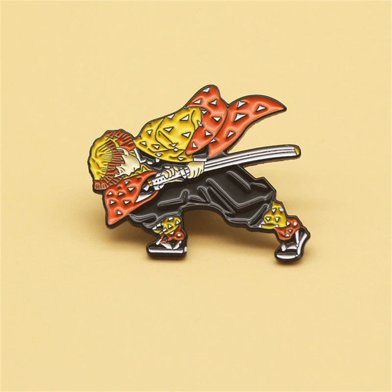 

Cartoon Anime Demon Slayer Swordsman Agatsuma Zenitsu Hard Enamel Brooch Personality Magic Badge Backpack Collar Pin Gift Brooch