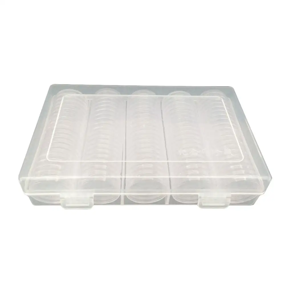 

Coin Storage Box, 100Pcs Coin Capsules Round Plastic Coin Holder Case With Storage Organizer Box For Coin Collection Supplies