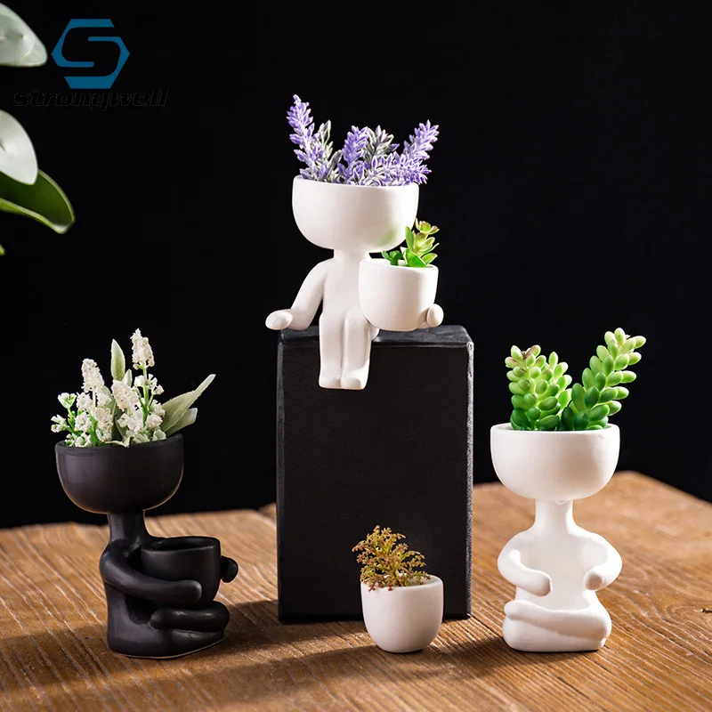 Strongwell цветок для украшения сада горшки Керамика кукла цветочных горшков под