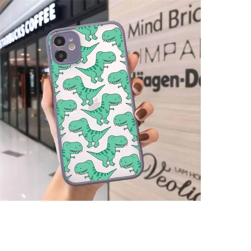 

dinosaur Phone Case For iPhone 12 11 Mini Pro XR XS Max 7 8 Plus X Matte transparent Gray Back Cover