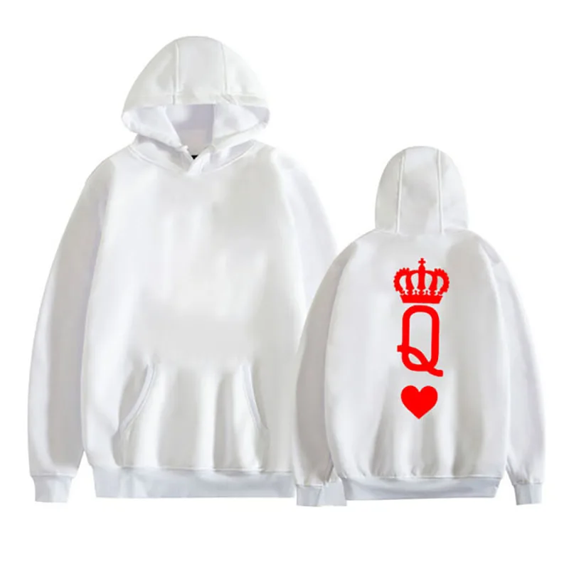 Couples King and Queen Print Hoodie Long Sleeve Hooded Sweatshirt