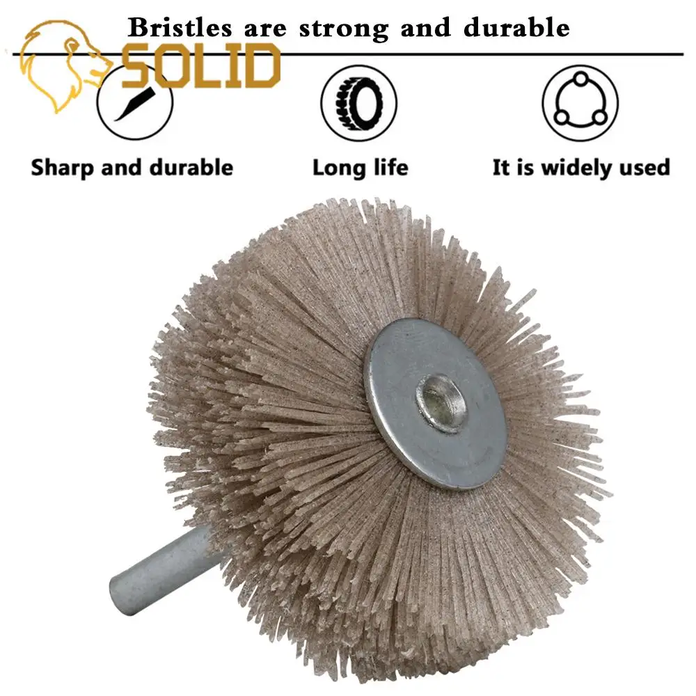 

60mm Nylon Abrasive Brush with Rod Abrasive Wire Flower Head Deburring and Polishing Tools for Automobile Machinery Woodworking