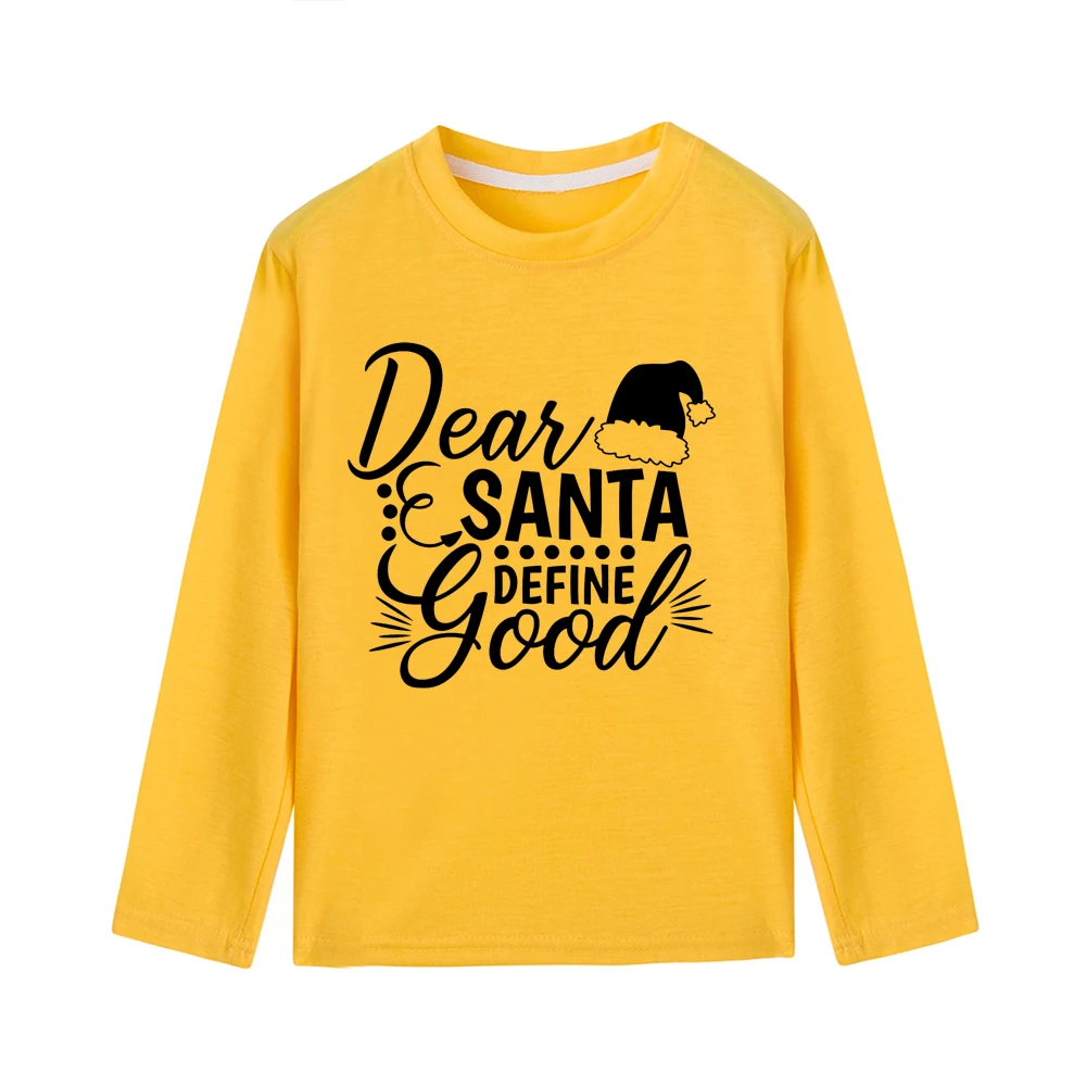 Dear Santas/детская Рождественская футболка с длинными рукавами; Милая Рождественская одежда унисекс с буквенным принтом для мальчиков и девочек; модная одежда - Цвет: 43L1-KLTYE-
