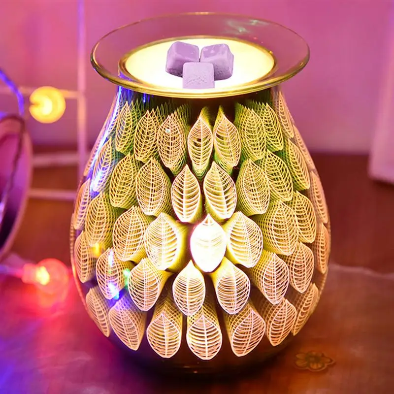 

3D Glass Fragrance Lamp 40w Leaf Aroma Diffuser Lamp Home Decorative Fragrance Lamp For Bedroom Office (AU/UK/EU/US Plug)