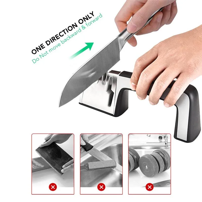 Точилка для ножей 4 в 1 с алмазным покрытием и тонким стержнем система заточки