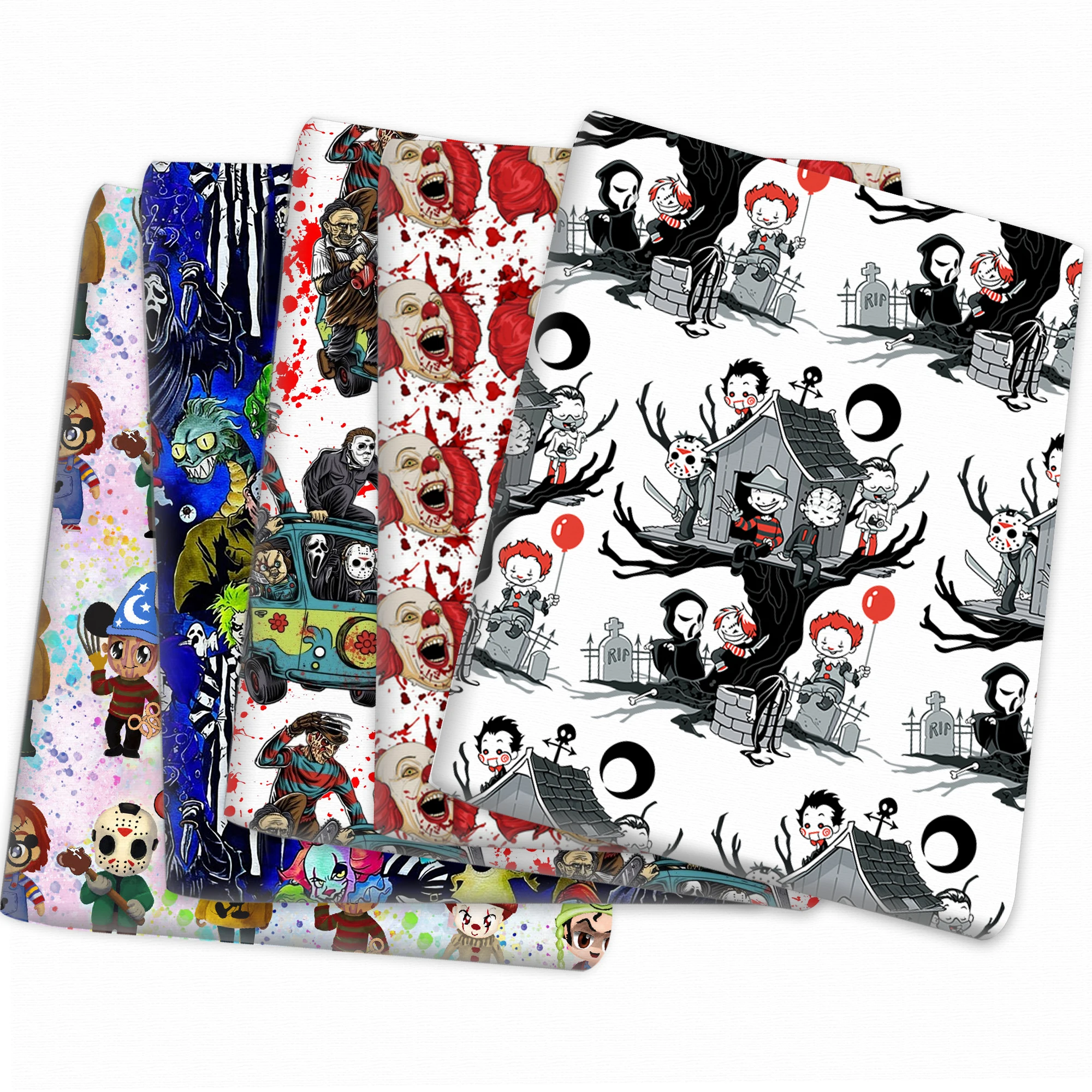 Ужасная Полиэстеровая хлопчатобумажная ткань с изображением призрака для