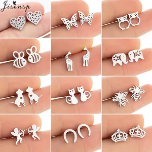 Mutiple Tiny Stainless Steel Animal Earrings for Women Children Jewelry Cute Cat Dog Bee Heart Earin in USA (United States)