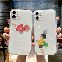 ponyo on the cliff anime cartoon phone case transparent for iphone 13 12 11 mini pro x xr xs max 6 6s 7 8 plus se coque funda