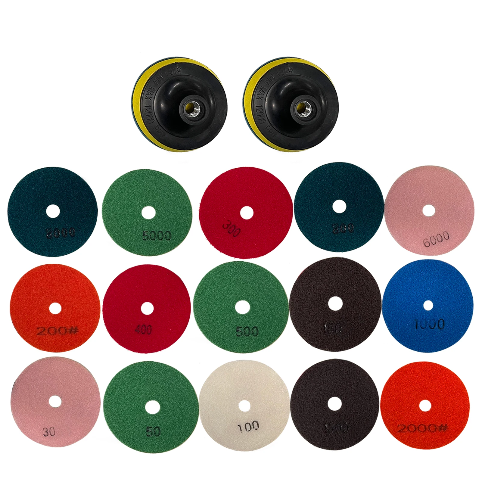 

15 шт. Алмазные полировальные колодки 4 дюйма + 2 шт. подложка держатель колодки для гранита бетона мрамора пола