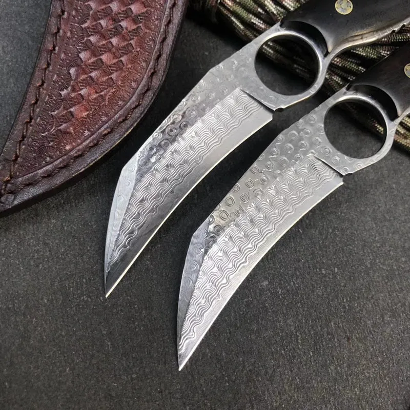 Прямой нож из дамасской стали VG10 с фиксированным лезвием спасательные