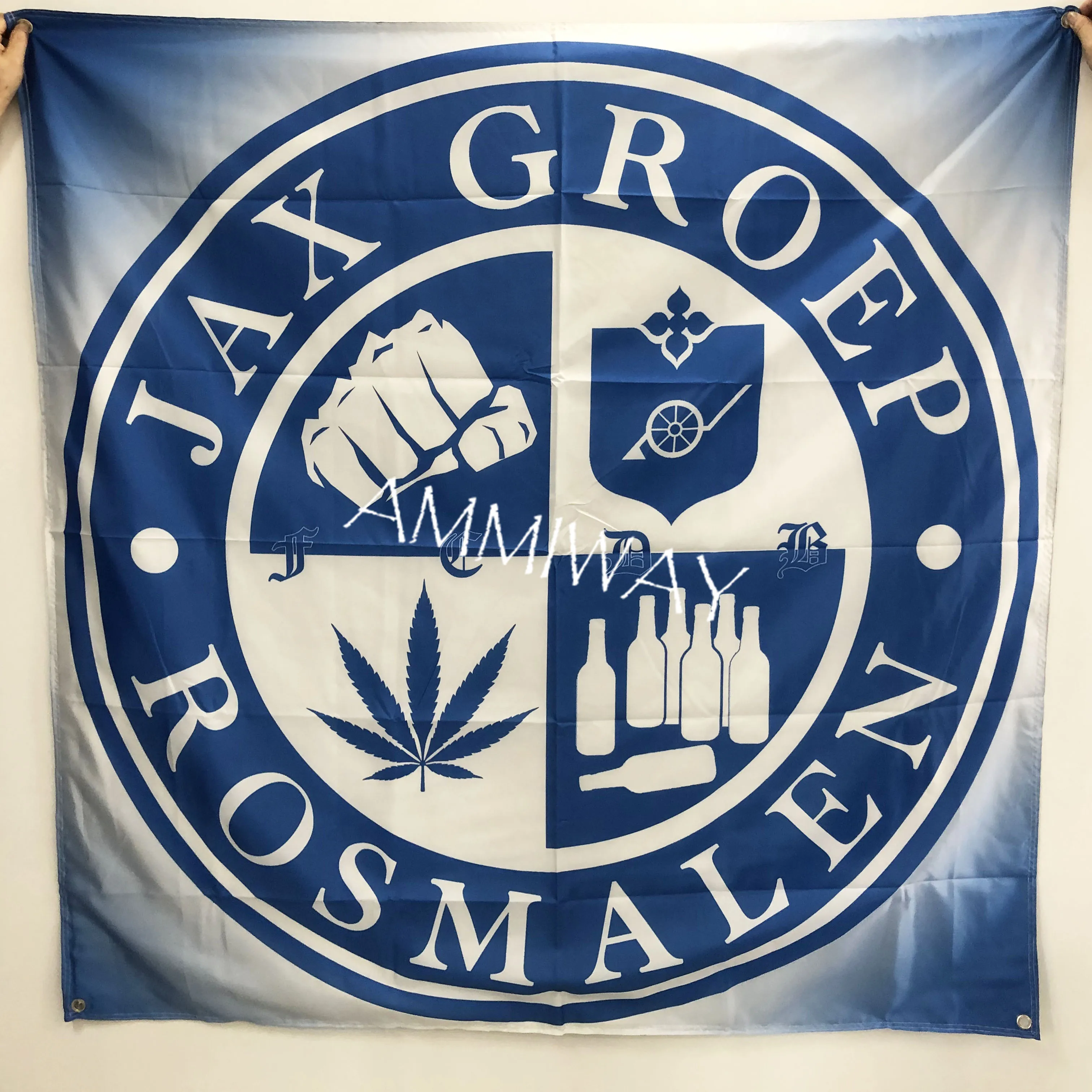 Двусторонний печатный логотип AMMIWAY любого размера флаги и баннеры с крышкой вала