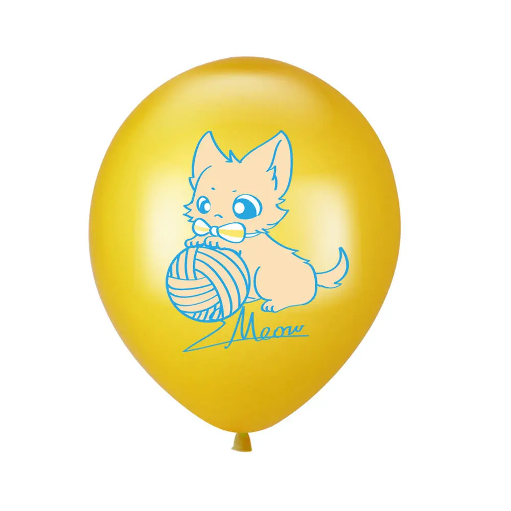 12 ''кошка питомец День Рождения мультфильм латексный шар лицо флаг 16''