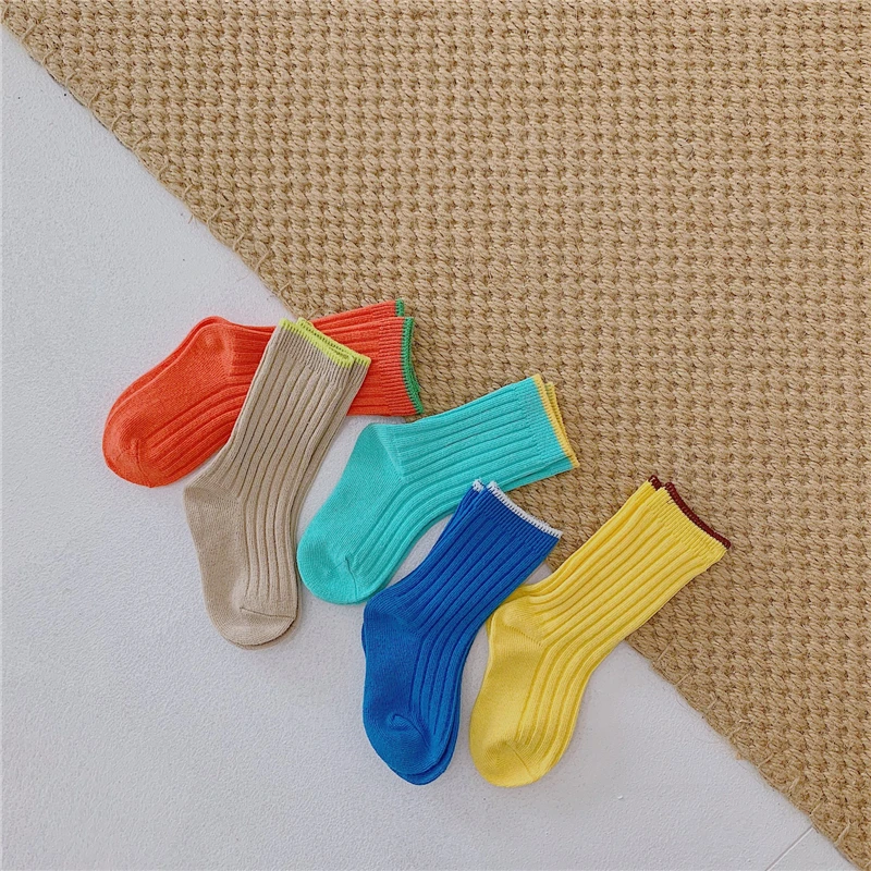 

Autumn and Winter Cotton Candy Color Children's Double Needle All-match Breathable Socks