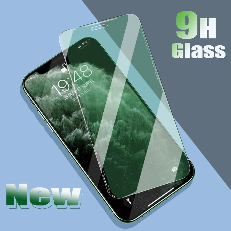 2 шт. закаленное стекло для 11 Pro X XR XS Max SE 2020 светильник Green Ray полностью Защитное i6s i7