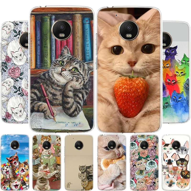 

Cat Cute Personality fashion Phone Case For Motoralo Moto G9 G8 G7 G6 G5 E6 E5 E4 Plus Power Play One Macro Action Cover Coque