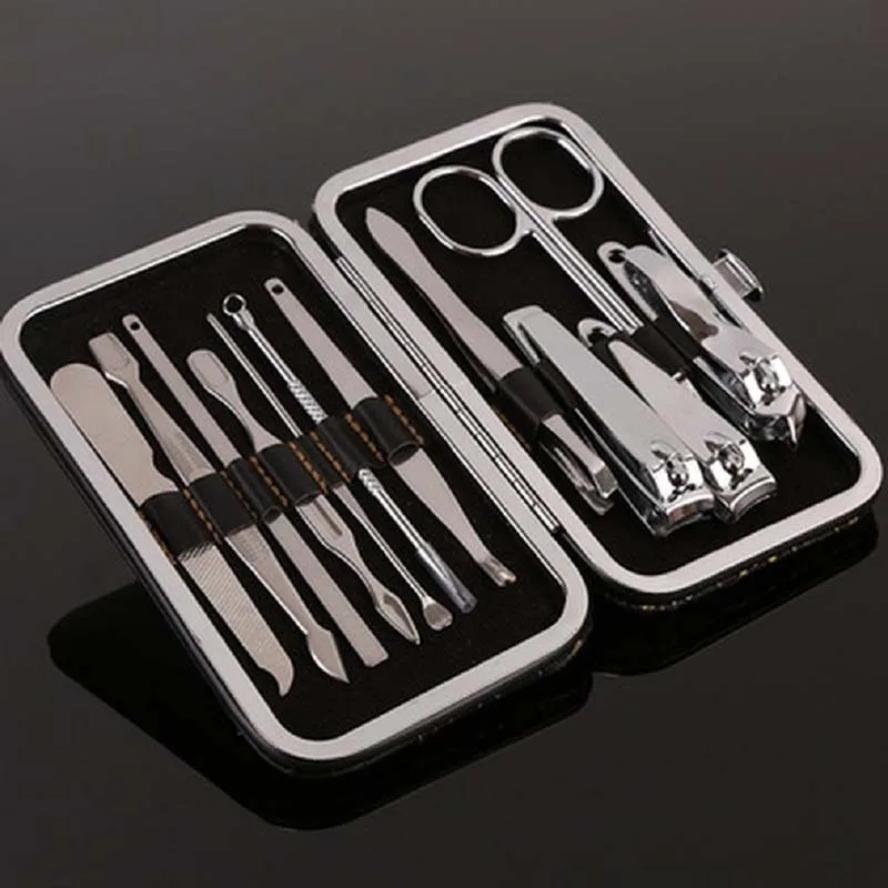 12pcs Stainless Steel Nail Care Tool Sets Manicure Set And Kit Pedicure Scissor Tweezer Knife Ear Pick Utility Clipper | Красота и