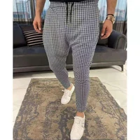 2021 men korean muti color plaid casual pants loose long straight joggers mens slim fit business exercise trousers