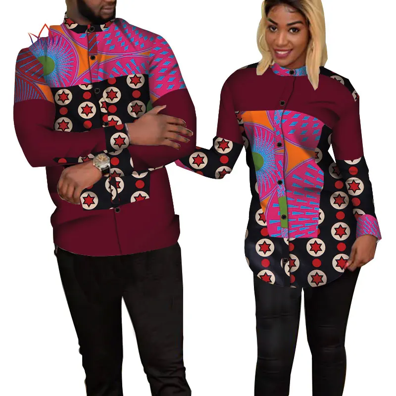 Bazin Riche одежда для пар Женская и Мужская Лоскутная рубашка с принтом африканская