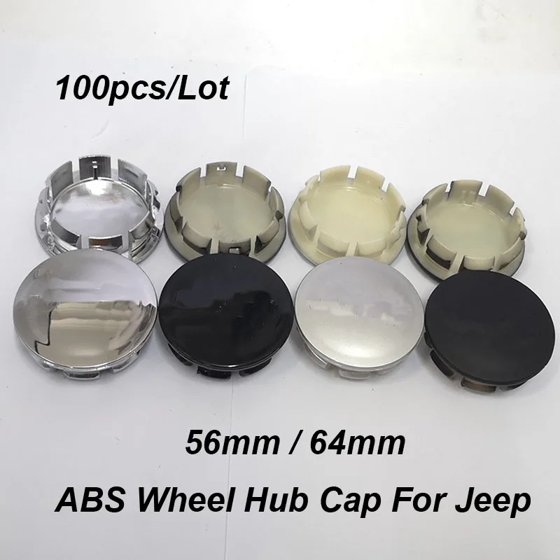 

100pcs/lot Glossy/Matte/Black For Cherokee Liberty Rubicon Wrangler 56mm 64mm Car Wheel Hub Caps Auto Wheel center Covers badge