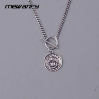 mewanry 925 steamp sweater necklace new fashion vintage hiphop party creative medusa round card jewelry gifts wholesale