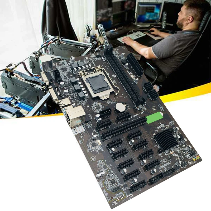 Материнская плата для майнинга B250 BTC с DDR4 8 Гб 2666 МГц ОЗУ + кабель переключения LGA 1151