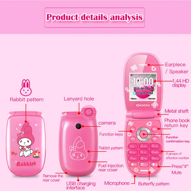 mini flip mobile phone cute girl unlocked celular voice king bluetooth unlocked kids mp3 children cheap featured cell phone free global shipping