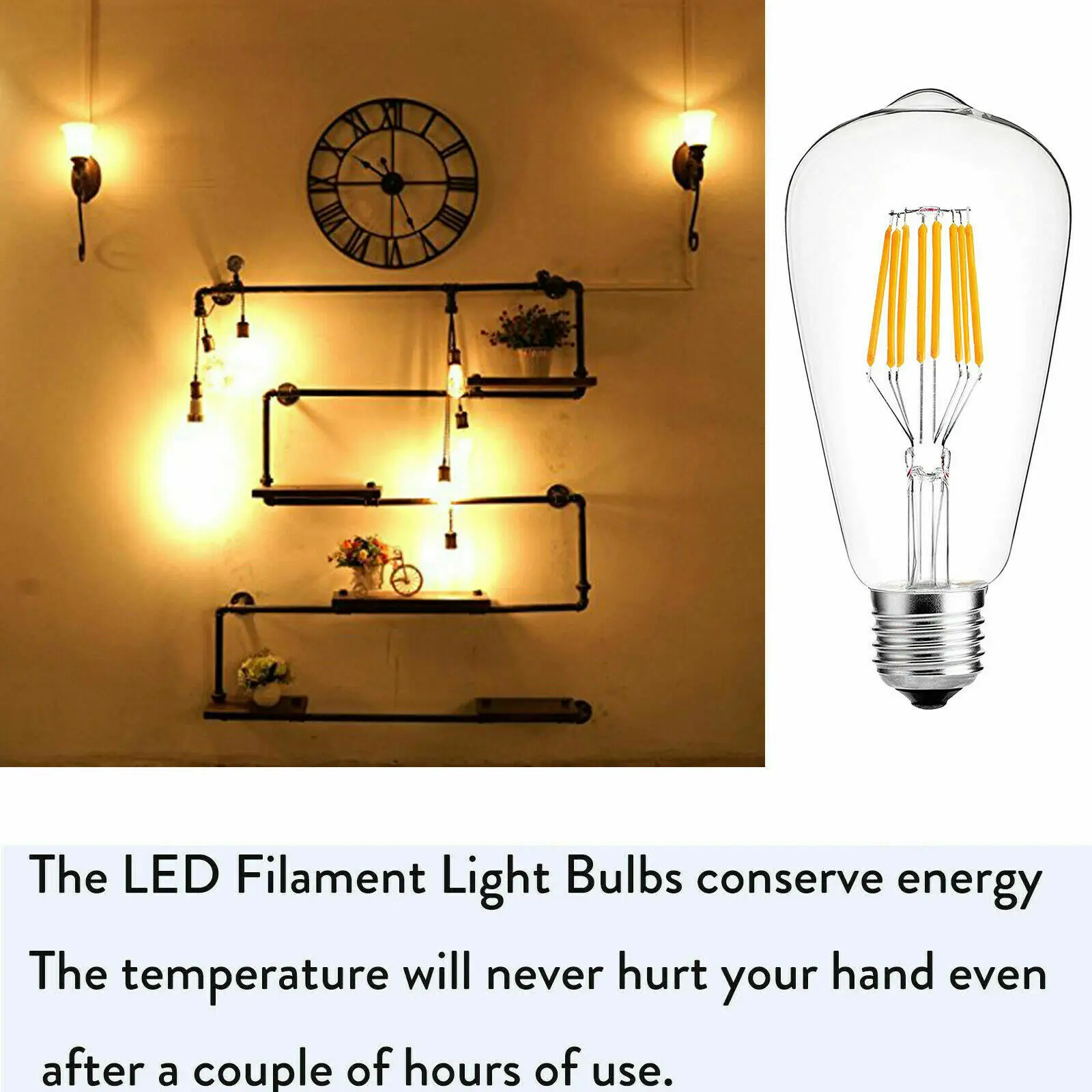 Винтажная лампа с регулируемой яркостью ST64 E27 6W 8W Светодиодный Люстра в форме