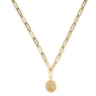 Ожерелье с подвеской-буквой A-Z Initial для женщин, колье из нержавеющей стали с круглыми монетами и алфавитом, ювелирные изделия