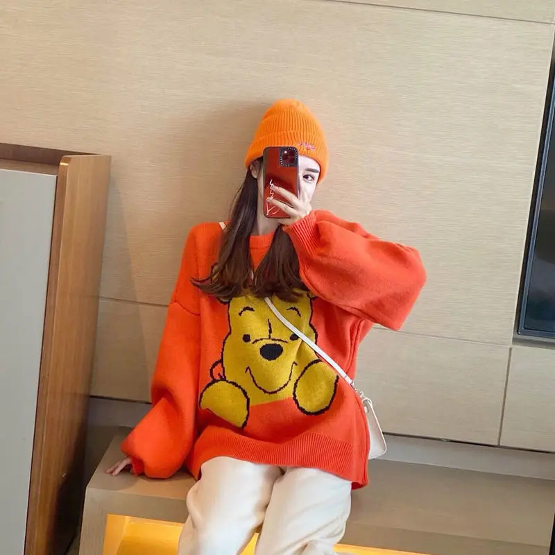

Girl Winnie the Pooh sweater sweet cute loose sweater