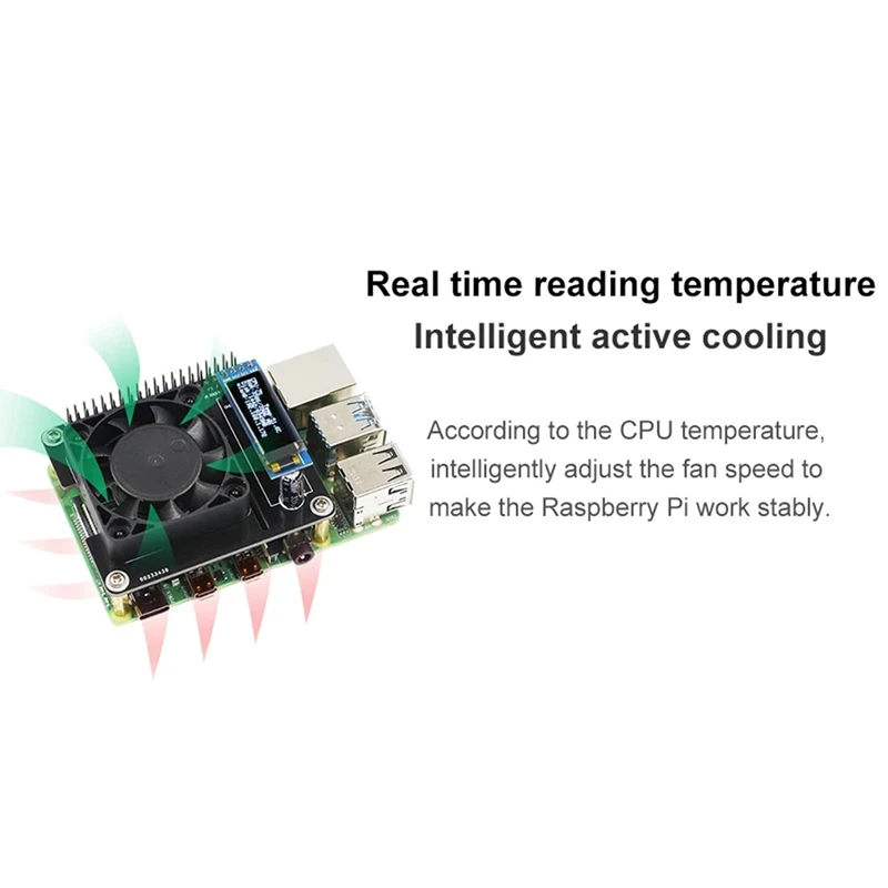 

for Raspberry Pi 4B/3B+ Intelligent Control Fan Speed Temperature Control Expention Board with OLED Screen/RGB Light