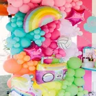 Гирлянда из воздушных шаров, 181, макарон, фиолетовый, матовый, оранжевый, желтый, арочный комплект, зеленый, розовый, для детского душа, декор для дня рождения