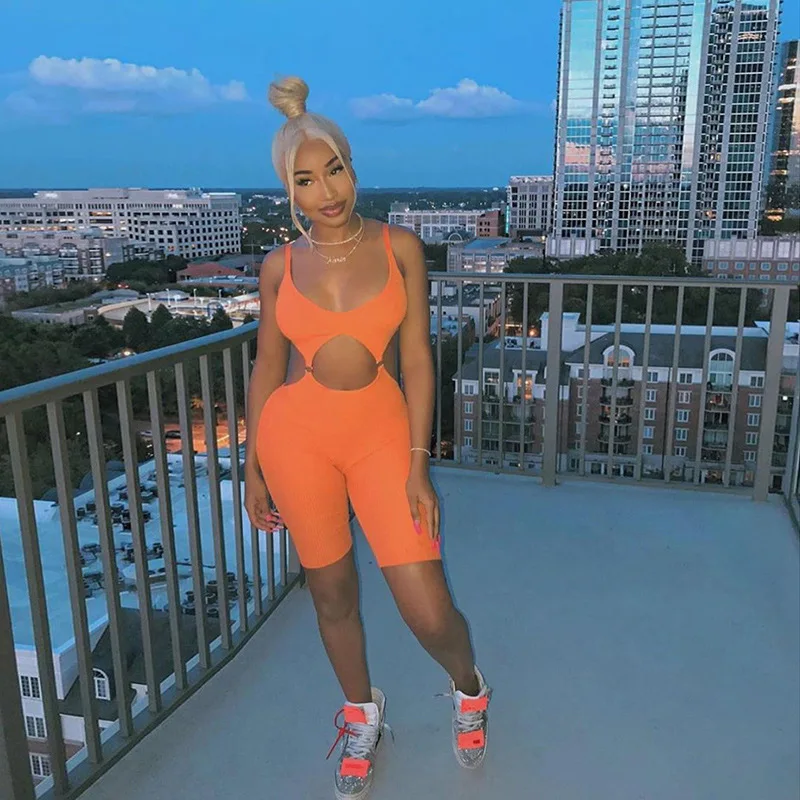 

Новинка, Летняя женская одежда в европейском и американском стиле, оранжевая Сексуальная Облегающая майка без рукавов, комбинированные шор...