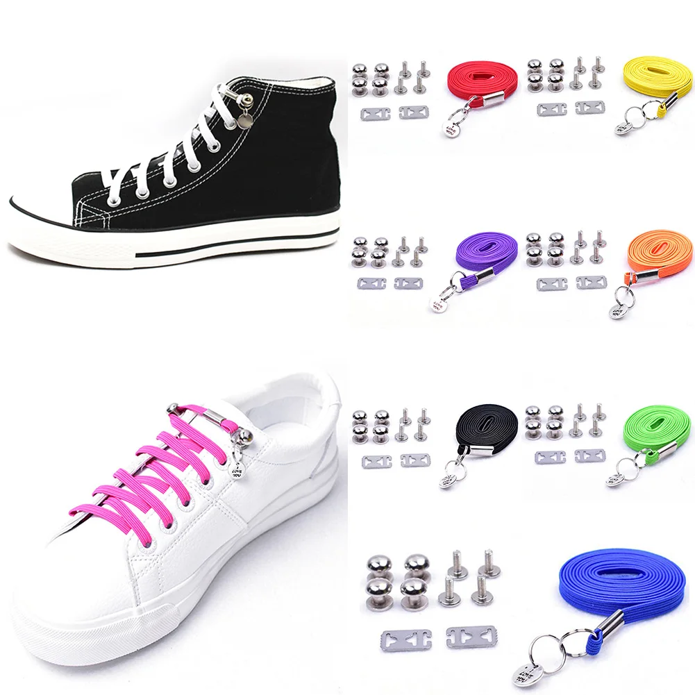 

1 Pair No Tie Shoe laces Elastic Shoelaces Outdoor Leisure Sneakers Quick Safety Flat Shoelace Kids And Adult Unisex Lazy Laces