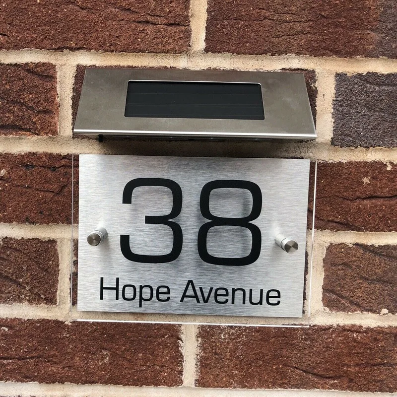 Modern Solar Light LED House Signs Plaques number Apartment Door Sign Numbers 1 - 9999 street Name | Обустройство дома