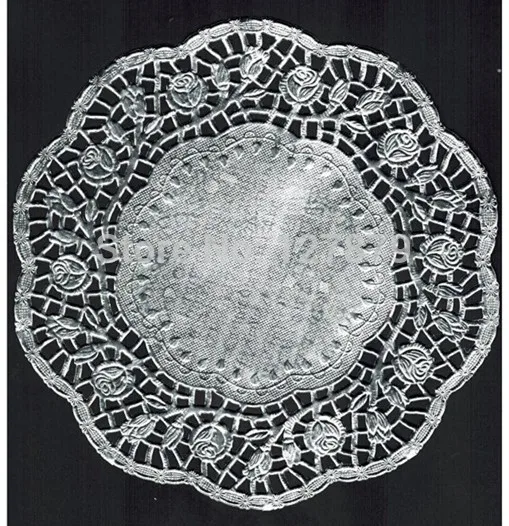 

100pcs 6.5"7.5"8.5"10.5"12" Romantic Silver Embossed Round Paper doily Cake Doilies Paper Disposable Party Tableware Doilies